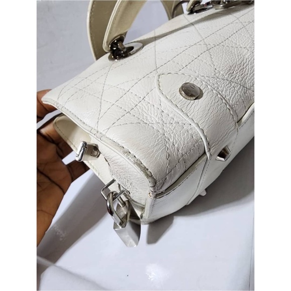 Authentic CHRISTIAN DIOR Calfskin Cannage Stitched Small Lady East West Lady Dio - Picture 13 of 15